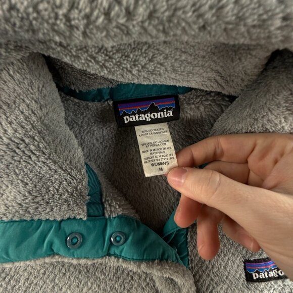 Patagonia Fleece Jacket Women Gray Blue Medium 1/4 Snap Soft Fuzzy Pullover - Picture 13 of 15